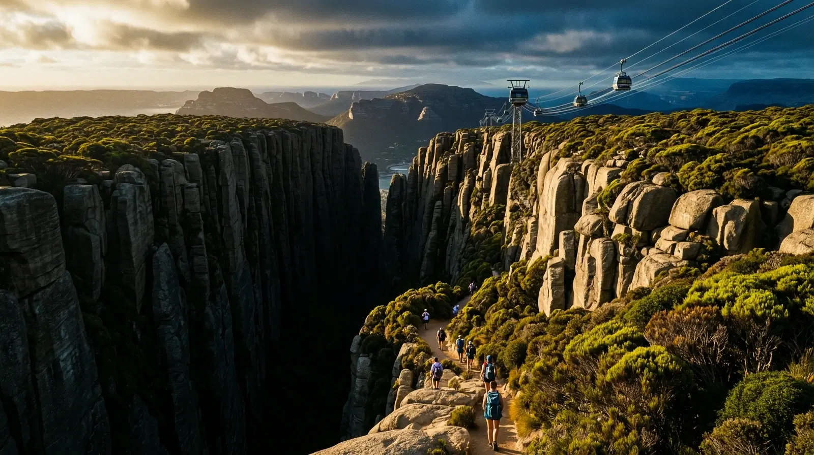 Aerial view of Table Mountain ascent routes