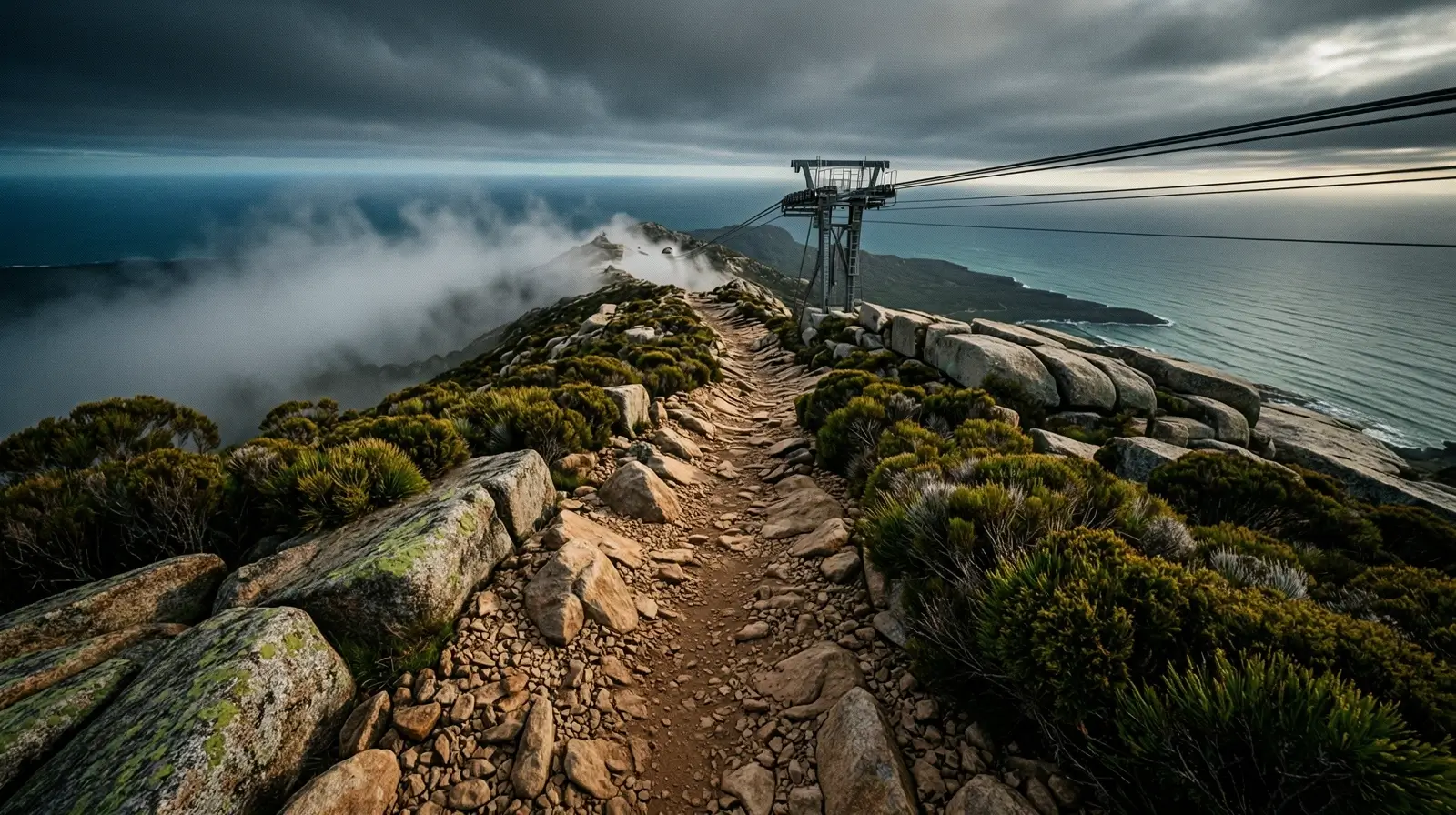 The empty rocky plateau of Table Mountain