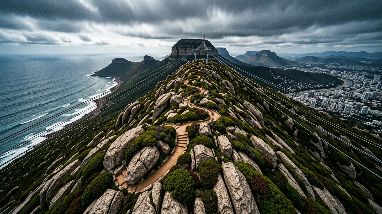 Aerial view of Table Mountain summit